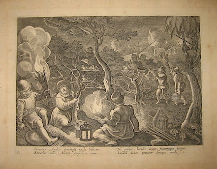 Anonimo Incautas Anglus tenebrosa nocte volucres exturbat nidis Auceps... (Caccia agli uccelli notturni) 1596 Anversa